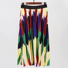 Горячая новая мода цветные полосы печатные юбки большого размера хорошее качество Высокая талия юбка женская одежда