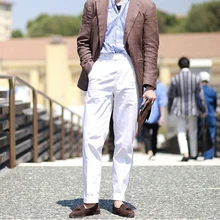Винтажные Naples повседневные брюки с парными пряжками для мужчин деловые брюки длиной до щиколотки облегающие