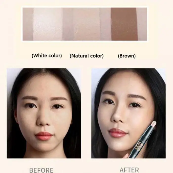 Sexy Double-end Makeup Natural Shimmer Cream Face Nose Party Foundation Concealer Highlight Contour Pen Stick Hot Sale