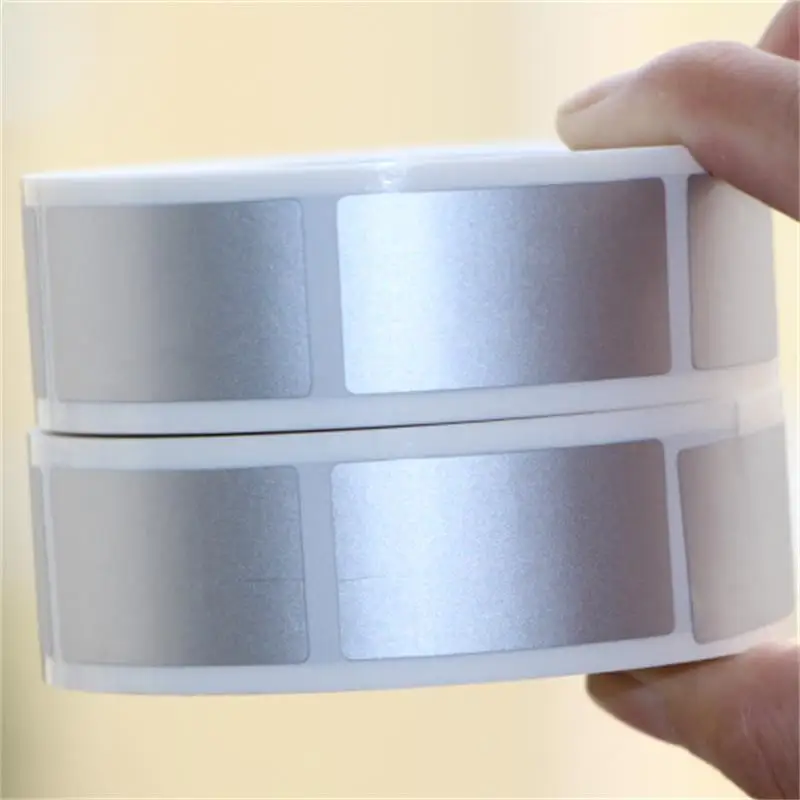 

Scratch Off Sticker 23x42mm 1000pcs Glossy Silver Color Blank For Secret Code Cover Password Stripe Card Film