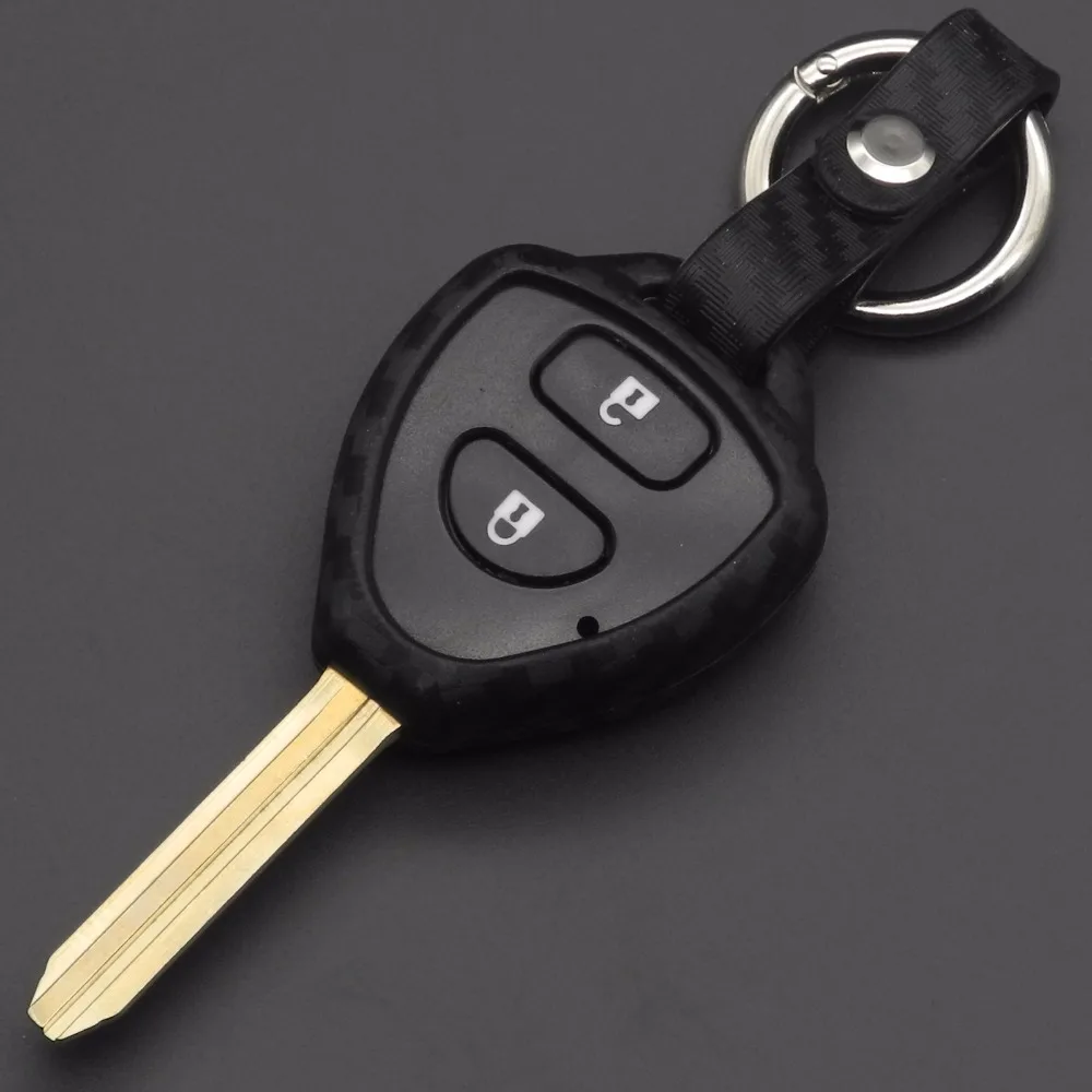 

jingyuqin 2/3/4 Buttons Carbon Silicone Remote Car Key Fob Shell Cover Case For TOYOTA Corolla Hilux Vitz Rav4 Aqua Camry
