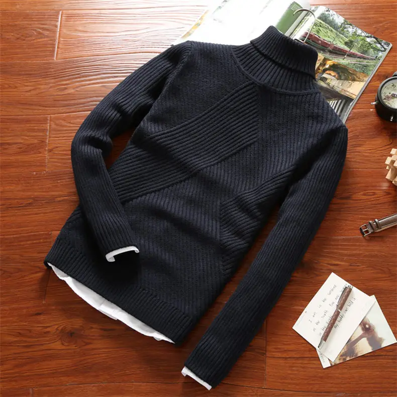 Heavy-Knit Sweater Men Pullover Thick Warm Turtleneck Sweater Thermal Underwear Wool Male Knitwear High Neck Plus size 4XL Brand 13