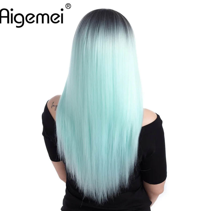 

Aigemei Synthetic Cospaly Wigs 26 Inch Omber Color Long Straight No Lace Wigs Middle Part Wigs Heat Resistant Hair