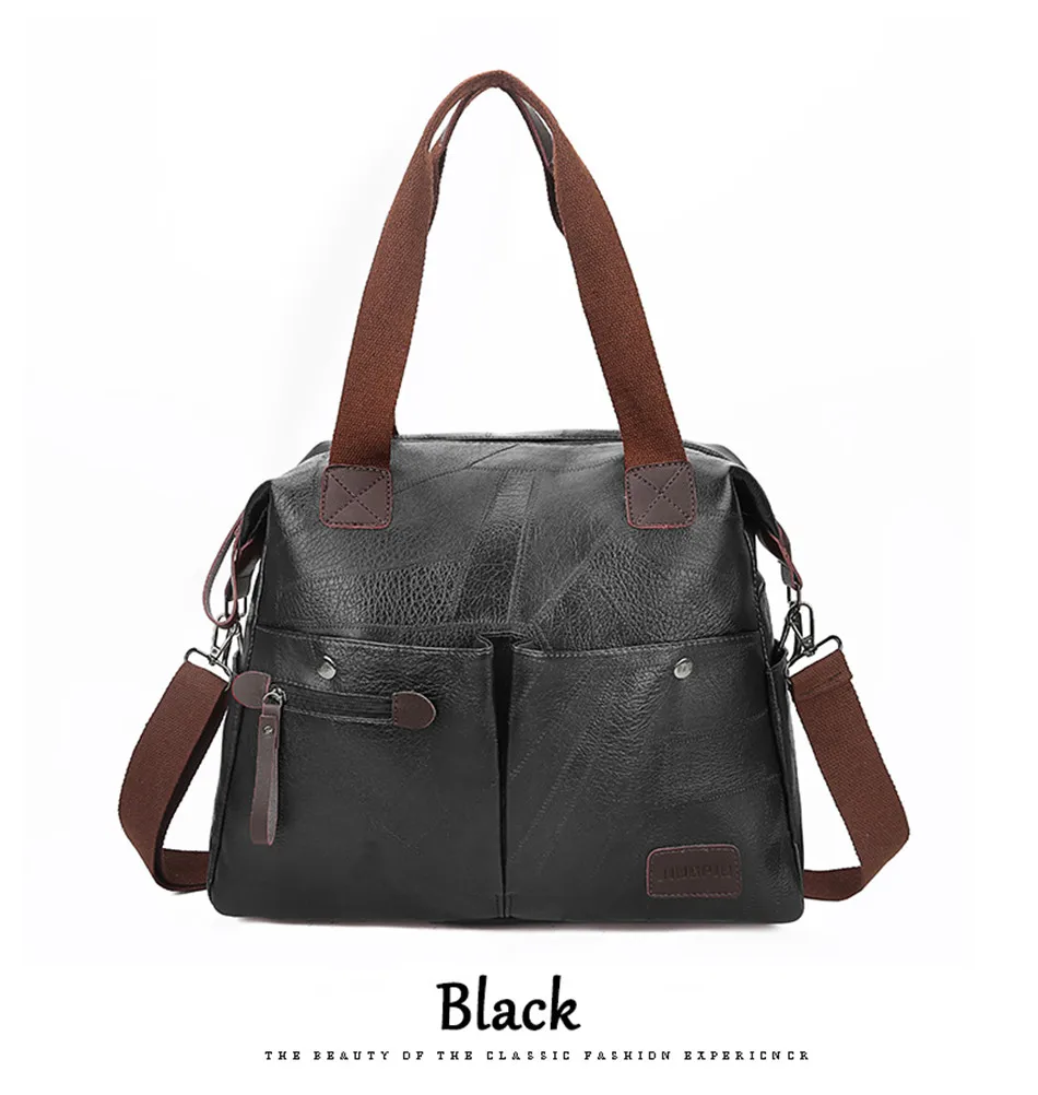 Multi-pocket Casual Large Capacity Women Tote Shoulder Bag PU Leather Ladies Handbag Messenger Bag Soft Shopping Crossbody Bag