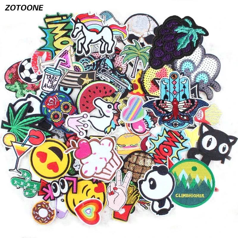 

Random Mixed Unicorn Letter Food Patch Emoji Fruit Iron On Cartoon Patches Cheap Embroidered Cute Patches For Kids Clothes