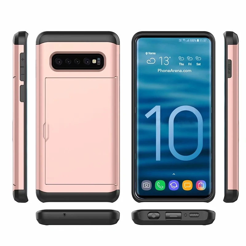 10 шт. чехол для Samsung Galaxy S10 S10e S9 Plus гибридный жесткий бумажник с отделениями карт
