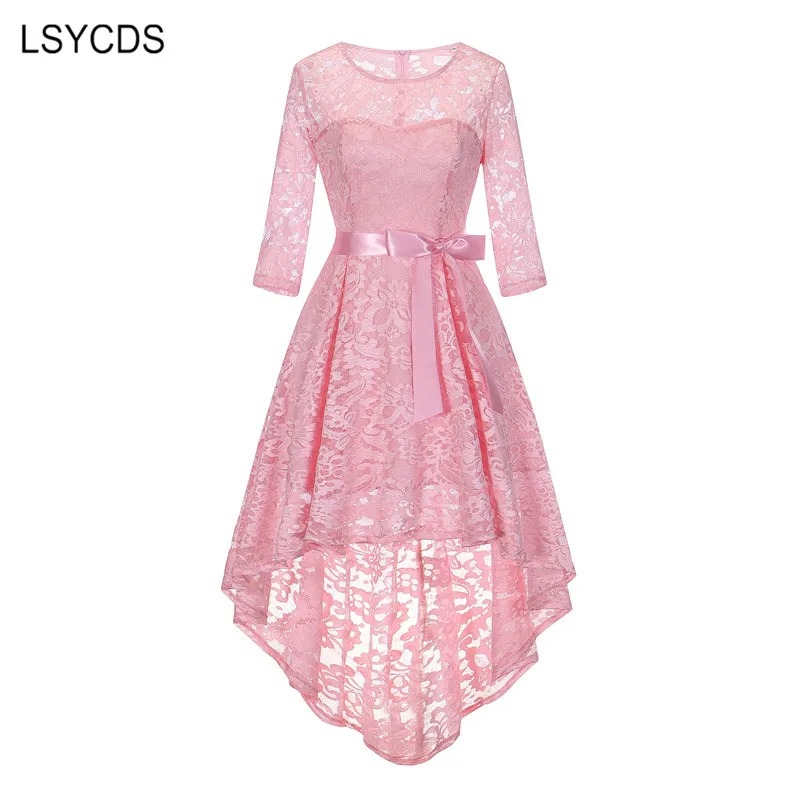 Женское винтажное платье LSYCDS кружевное с рукавом 3/4 и круглым вырезом элегантные