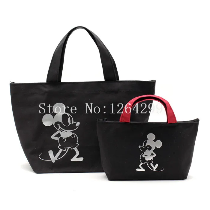 

New Fashion Black Mickey Girls Woman Small Lunch Bags 2-Pack Set Kids Cartoon Handbags for Children