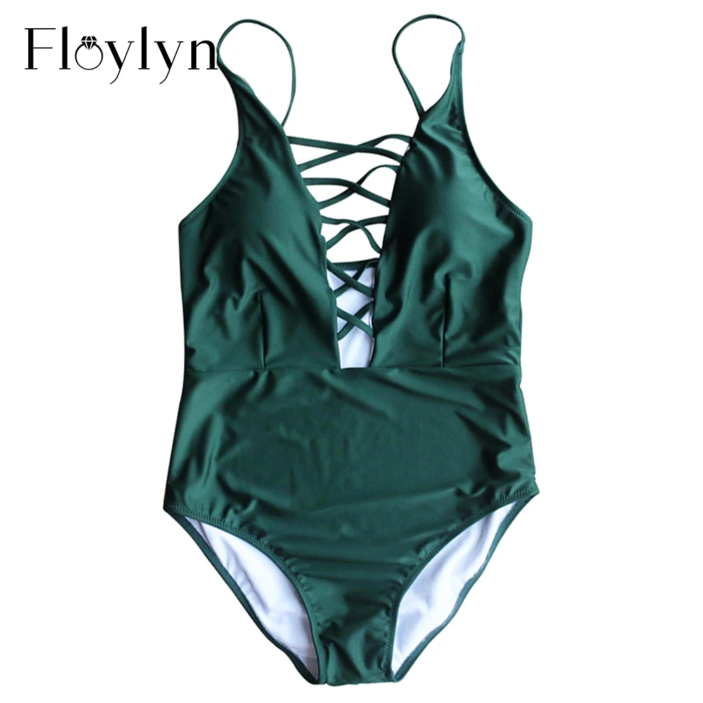 Слитный купальник Floylyn женский сексуальный сплошной на тонких бретелях с