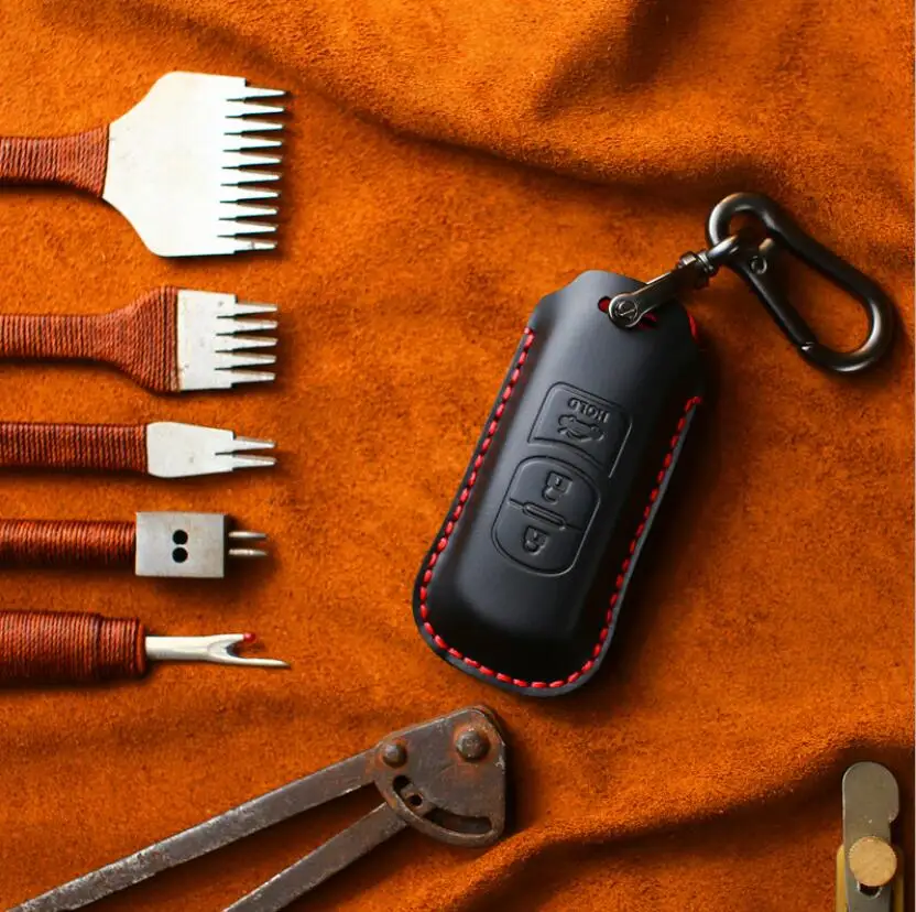 Car Handmade Leather Key Case Holder For Mazda 6 Mazda 3 Axela Atenza