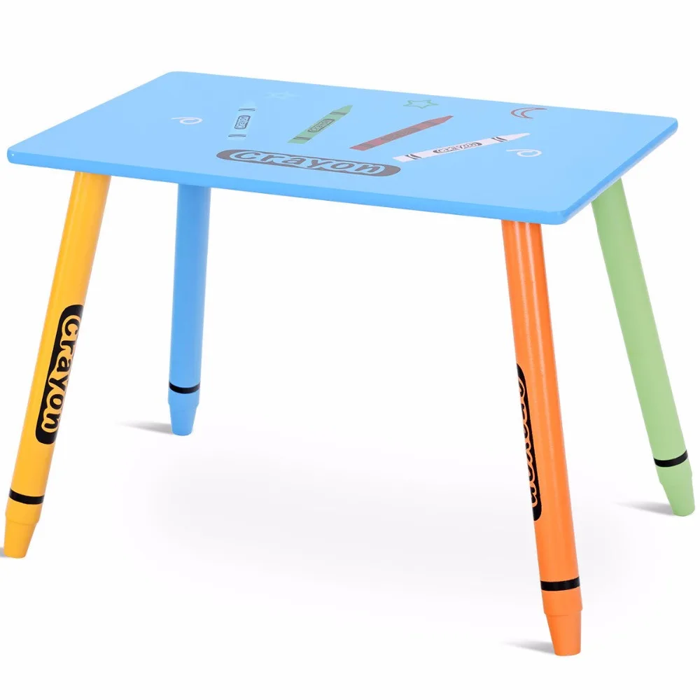 Giantex 3 Piece Crayon Kids Table & Chairs Set Wood Children Activity Playroom Furniture HW58673 Giantex 3 Piece Crayon Kids Table & Chairs Set Wood Children Activity Playroom Furniture HW58673