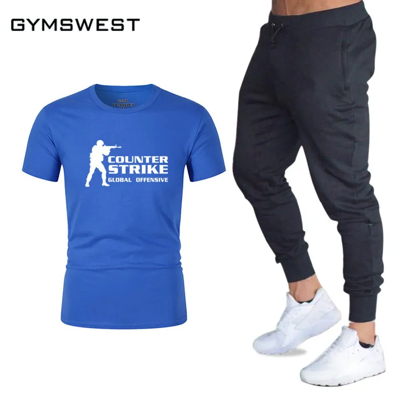 Брендовые мужские наборы Counter Strike Global Offensive футболки + штаны рок хипстер Горячие игры Футболка команда на заказ для мужчин бутик Комплект из