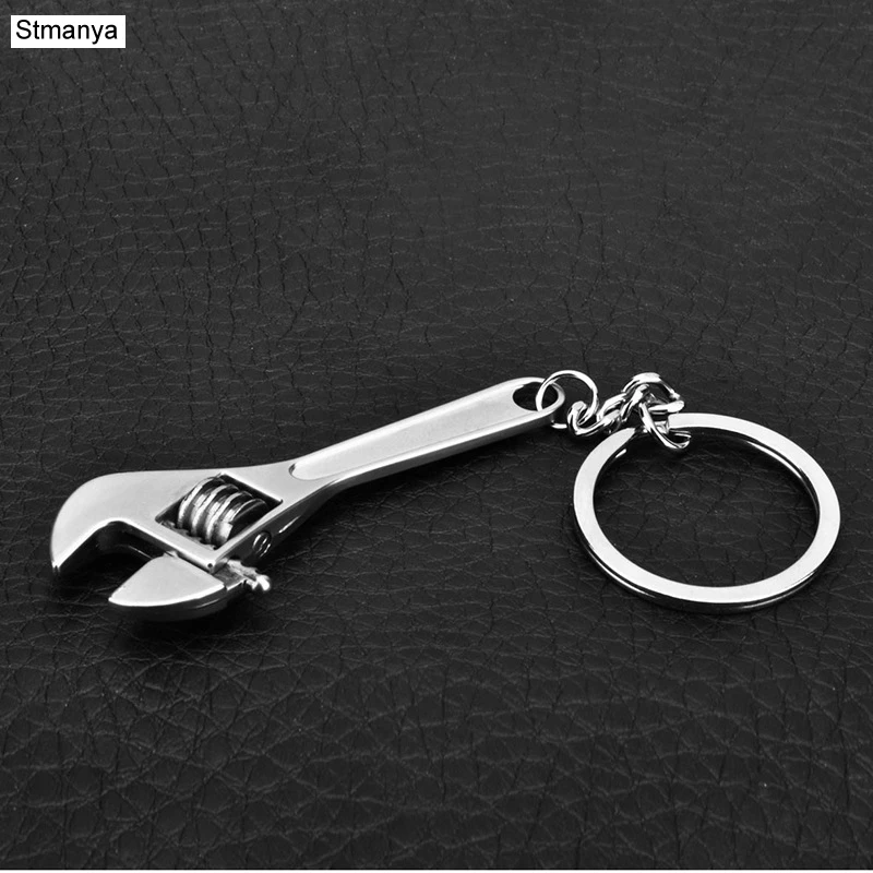 Creative mini wrench key chain ring silver 