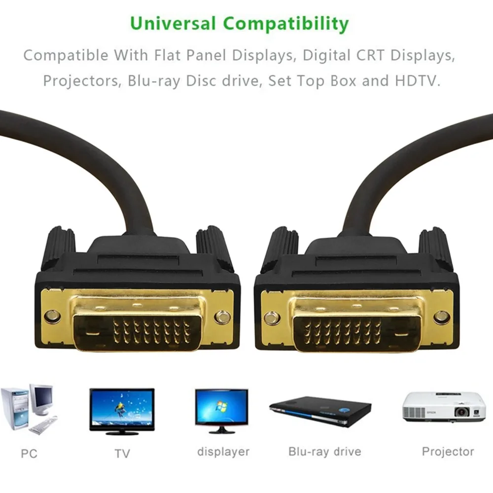 Кабель DVI для DVI-D 24 + 1 Dual Link позолоченный мужчинами 15 м и 20 м для компьютера Project Monitor цифровая смотри