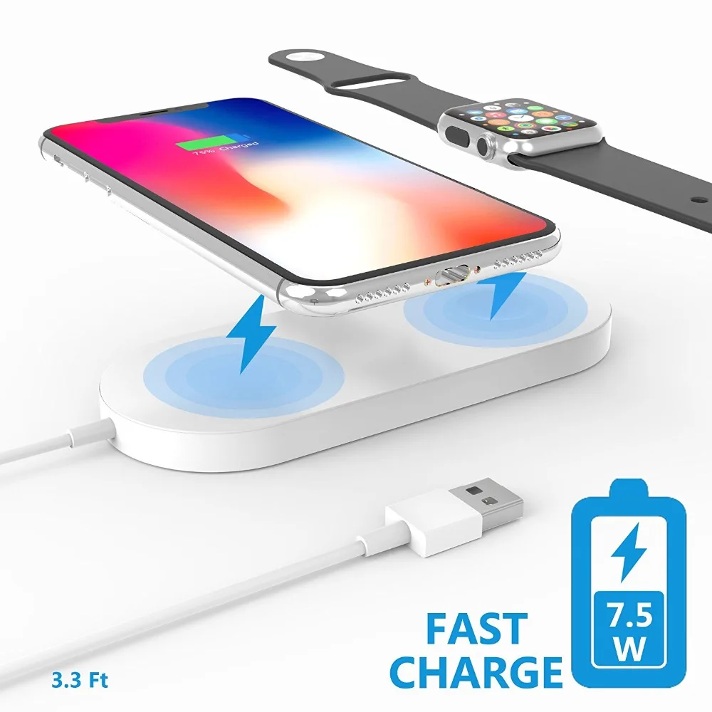 Fast Wireless Charger pad For Apple Watch Iphone 8 Iphone X Samsung