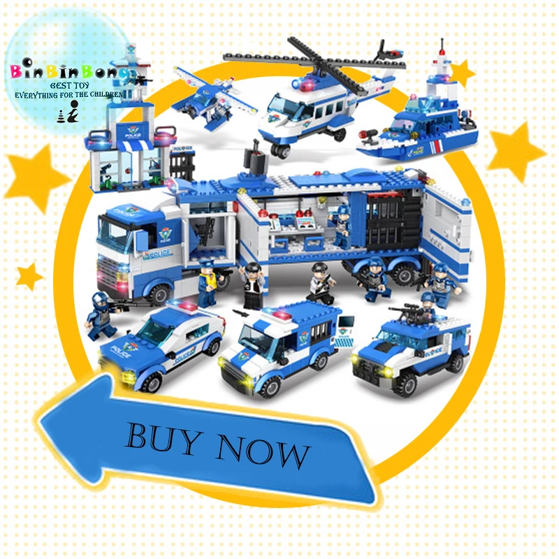 

1115pcs Compatible with Legoings city 8 in 1 Police car helicopter self-locking bricks Building Blocks set Duploed