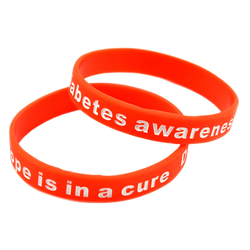 1 шт. силиконовый браслет для информирования о диабете надпись Hope is in a Cure взрослый