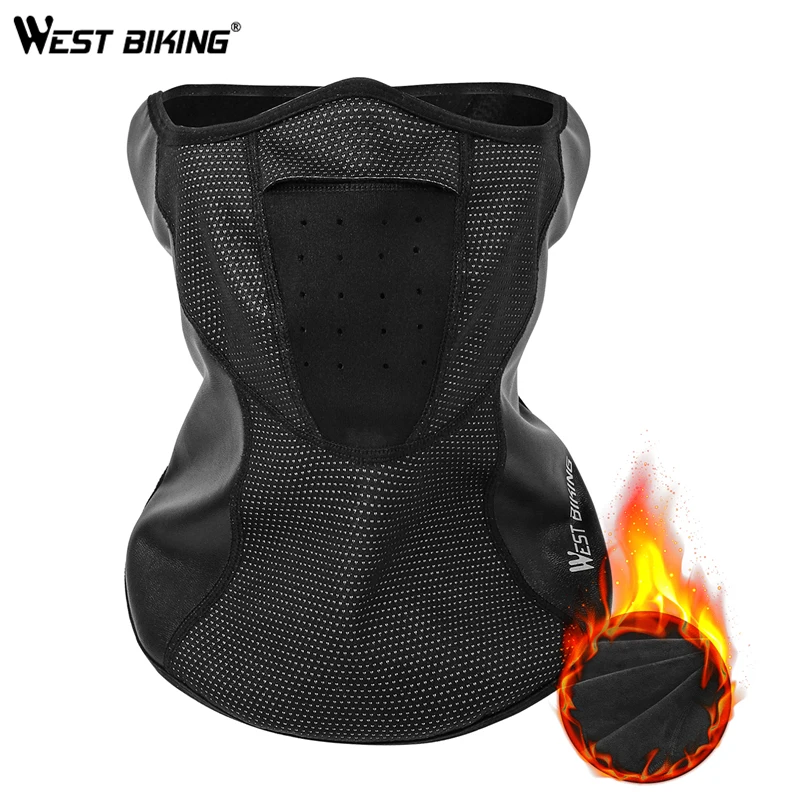 WEST BIKING Thermal Fleece Cycling Mask PU Rainproof  Windproof Full Half Face Mask Winter Warm Snowboard Shield Hat Cycling Hat