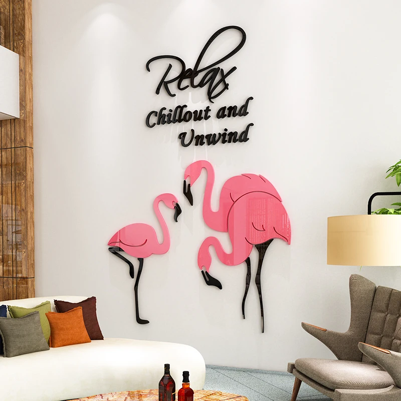 

Flamingo ins Nordic style 3d self-adhesive wall sticker Living room porch bedroom background wall sticker decorative painting