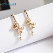 Sansummer, летние серьги, новая мода,, милый Золотой медведь, забавные жемчужные серьги-гвоздики, минималистичное ювелирное изделие для девушек 5710