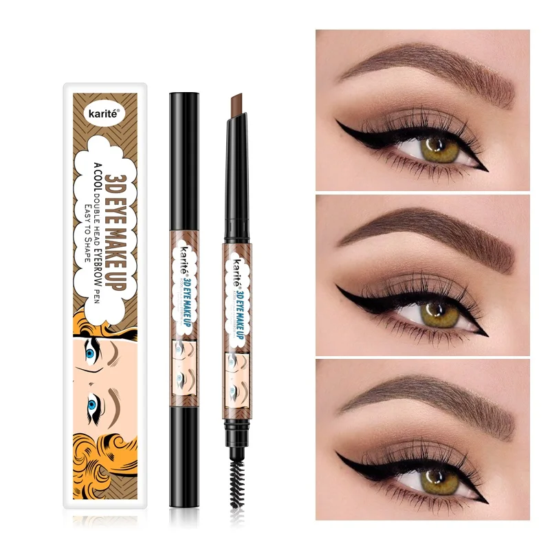 

3 Color Double Ended Eyebrow Pencil Waterproof Long Lasting No Blooming Rotatable Triangle Eye Brow Tattoo Pen