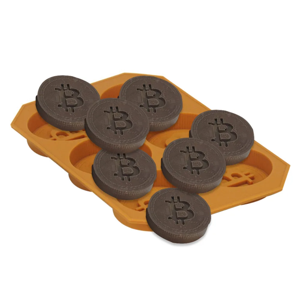 6 сетки Bitcoin дизайн Силиконовые Ice Cube Плесень лоток DIY шоколадное печенье формы для выпечки для льда Cube чайник для виски коктейль