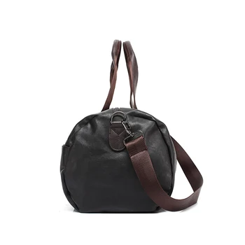 Hot Men's Large Capacity PU Leather Sports Bag Gym Bag Fitness Sport Bags Travel Shoulder Handbag Male Bag Black Brown 4