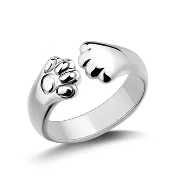 

New arrival hot sell fashion little cat feet design 925 sterling silver ladies`finger rings women jewelry wholesale gift