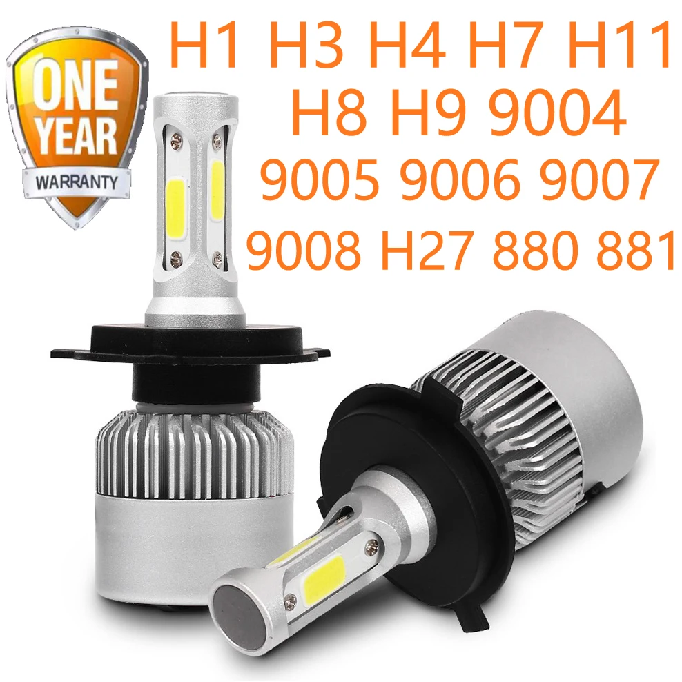 

2PCs H4 Car Headlight Bulb S2 H1 H7 H8 H9 H11 Carlight 9005 9006 9007 9008 LED White Light 6000K 8000 Lumen Car Headlamp