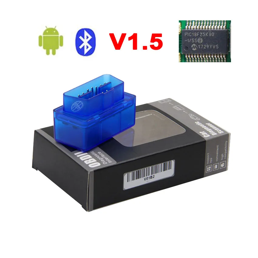 10 шт. ELM327 V1.5 PIC18F25K80 elm 327 v1.5 для Android/PC OBD2 Bluetooth сканер OBD 2 OBD2 диагностический инструмент ODB2 считыватель кодов - Цвет: Blue