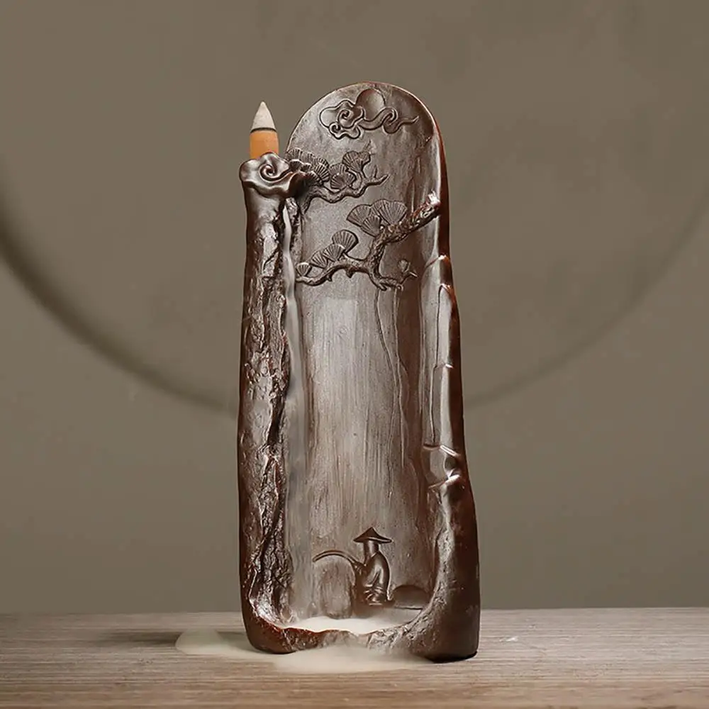 

Ceramic Incense Burner Jiang Taigong Fishing Backflow Incense Holder Home Decor Buddhist Aroma Censer
