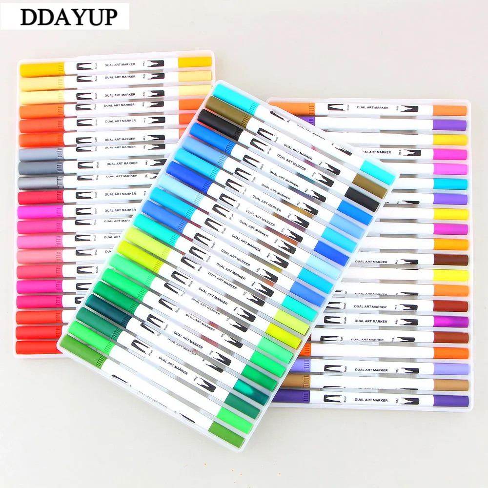 

24/36/48/60/100 Colors Fine Brush Marker Based Ink Watercolor Paintbrush Sketch Art Marker Pen For Manga Drawing School Supplies