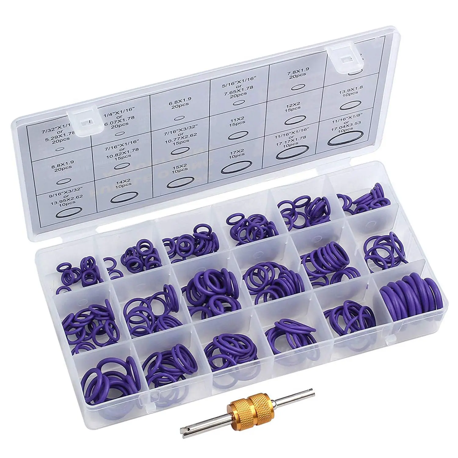 

270Pcs O Rings Kit Car Air Conditioning O-Ring Assortment With Valve Core Removal Tool For Door Window Bearing Silicone Sealant