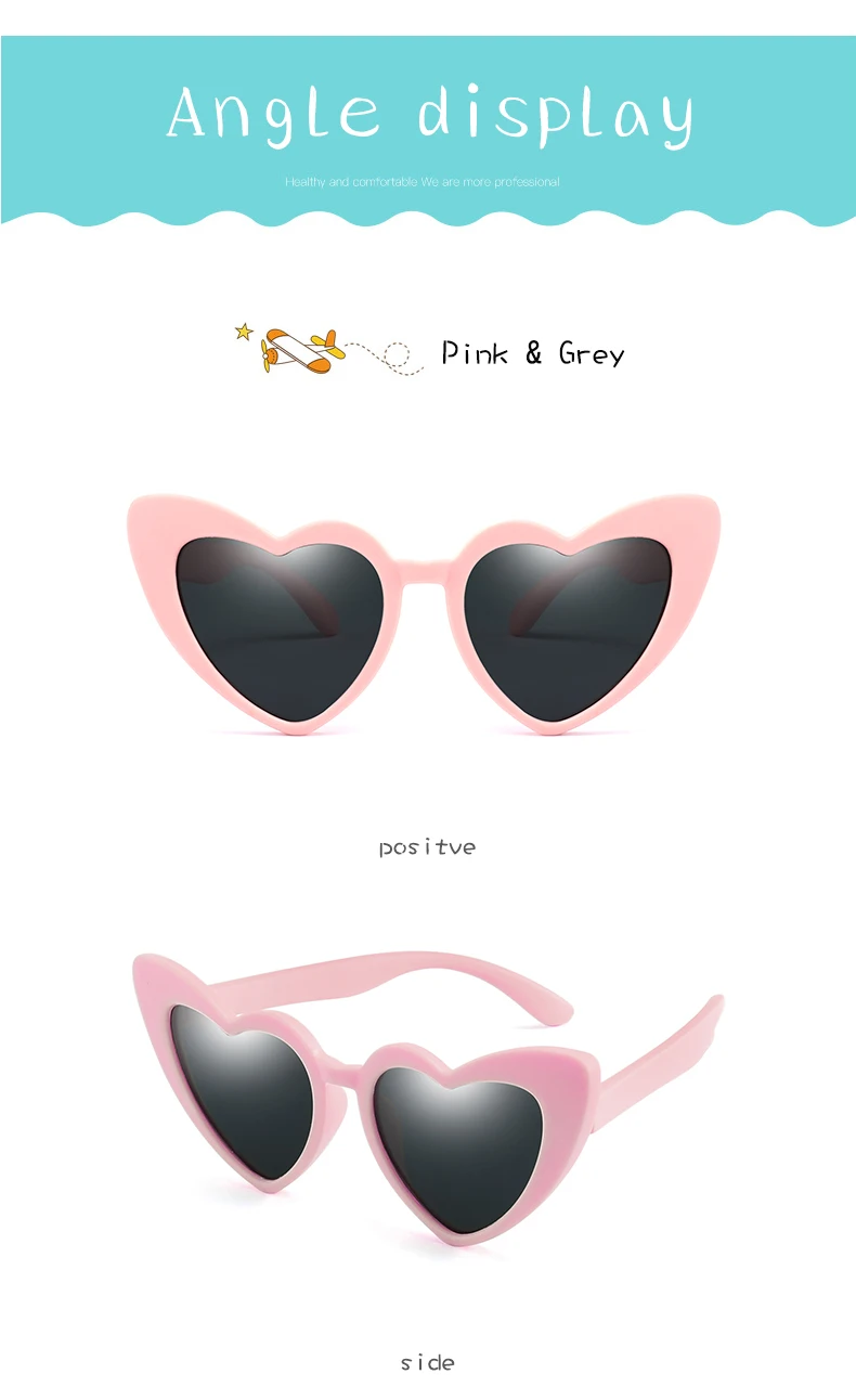 Новые поляризованные солнцезащитные очки для детей, девочек и мальчиков, солнцезащитные очки с сердцем, детские очки TR90 UV400, детские очки с футляром
