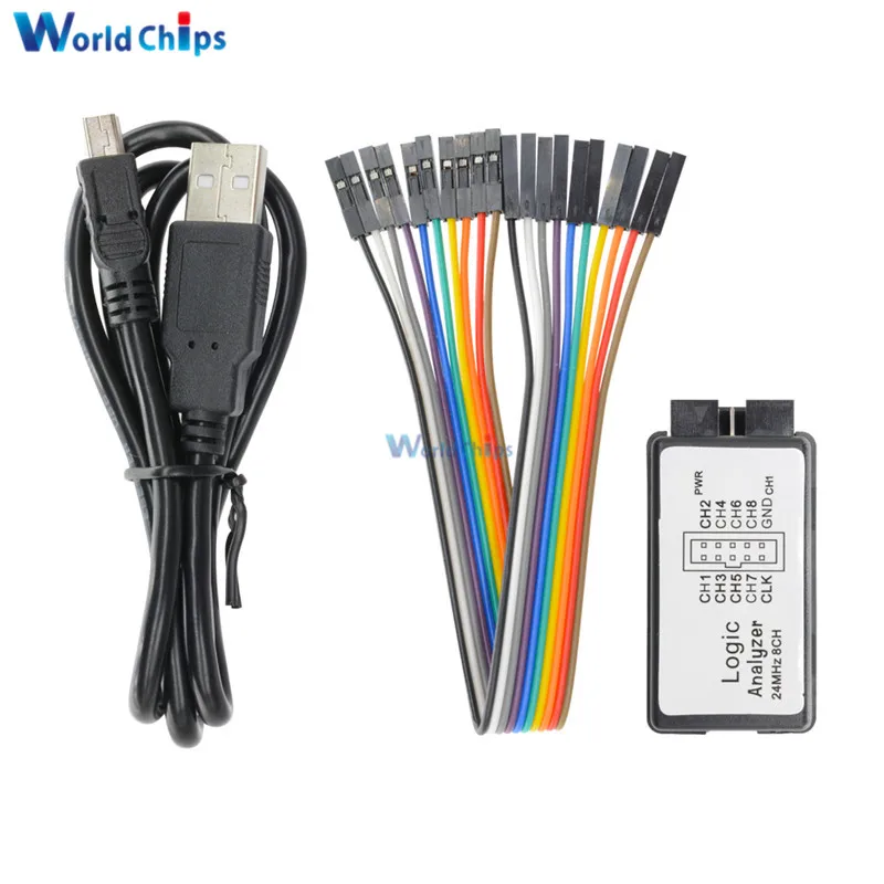 USB 24 МГц 8CH 24 МГц логический анализатор устройства набор USB кабель для ARM FPGA M100