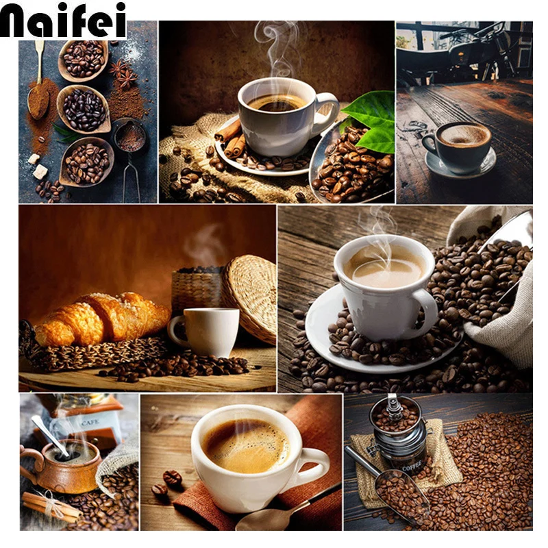 

DIY Diamond Embroidery Coffee Scenery Cross Stitch 5D Diamond mosaic landscape diamond painting rhinestones Christmas gift