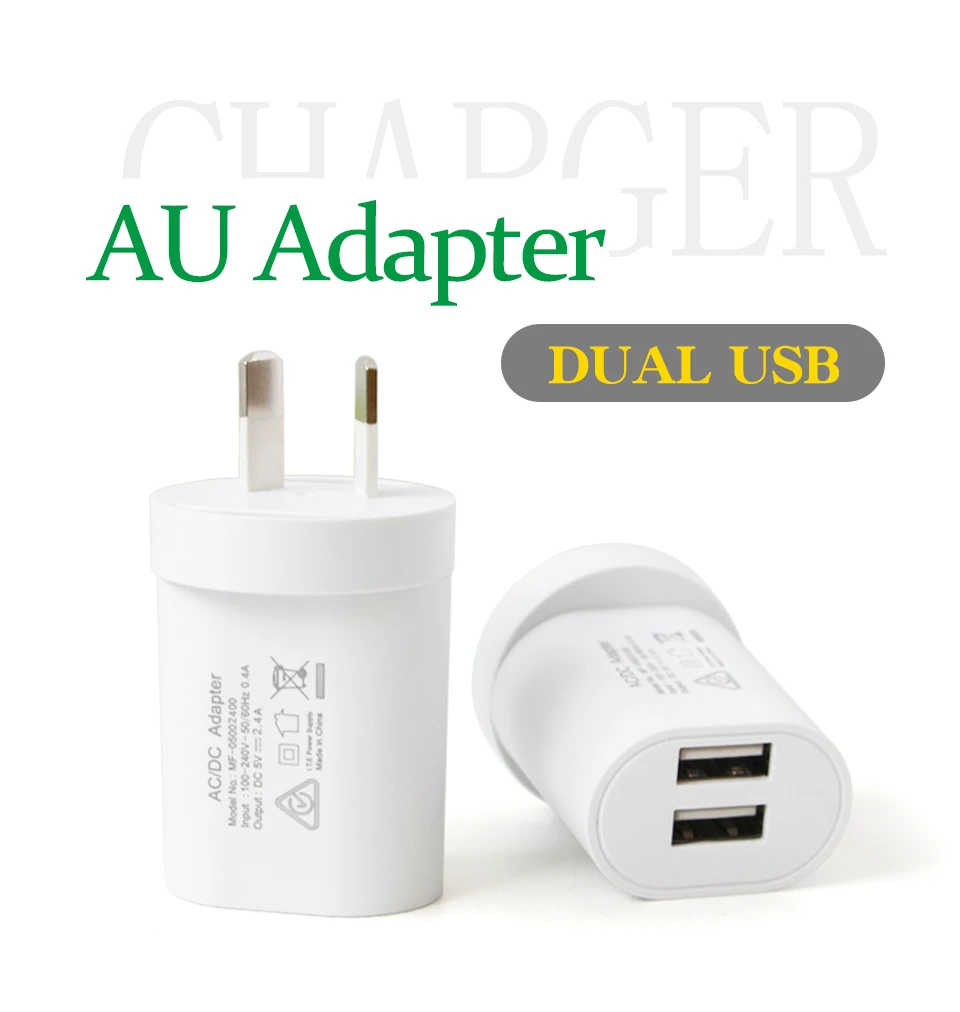 1PC AU Adapter Plug 5V2.4A Dual USB Charger For Smart Mobile Phone ACDC Adaptor Travel in Australia New Zealand Argentina (1)