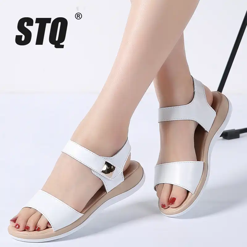 STQ/женская летняя обувь 2019 натуральная кожа сандалии на плоской ...
