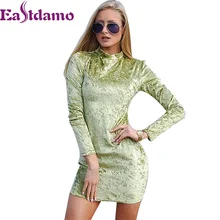 

Eastdamo Women Velvet Dress New Autumn Luxury Velvet Bandage Dresses Long Sleeve Turtleneck Casual Winter Dress Vestidos