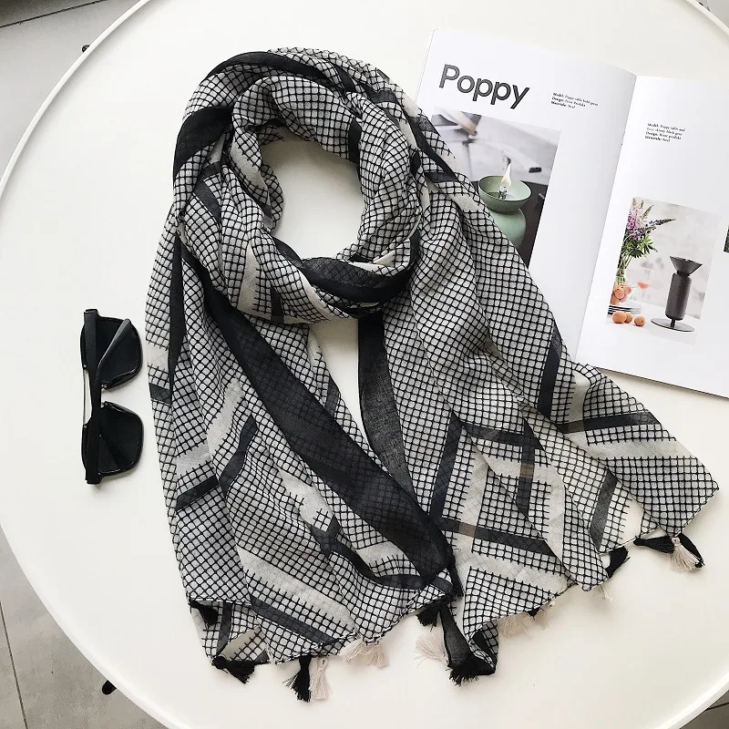 plaid Hijabs scarf Wraps Pashmina Stole Muslim Sjaal 2019 mori girls autumn spring Japanese style fresh long plaid scarf