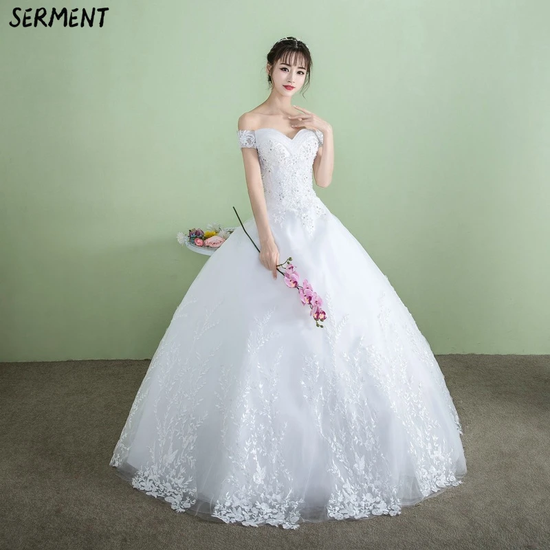 

Wedding Dress 2019 New Summer Paragraph Word Shoulders In The Sleeves Bride Large Size Pettiskirt Women