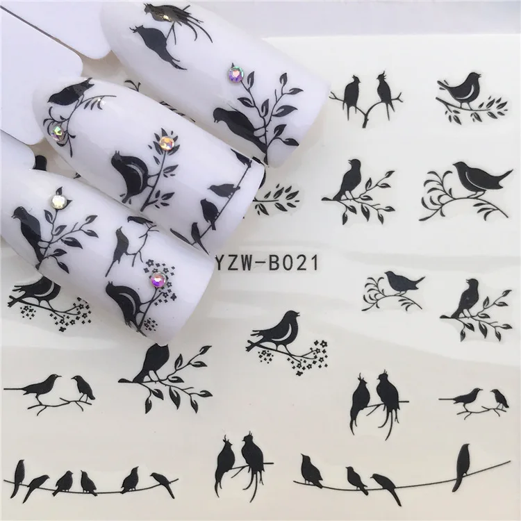 

Nail Sticker Water Decals Geometry bird cat for Nails Art design Decorations Pegatinas Slider Adhesive Tips Manicure Wraps Foil