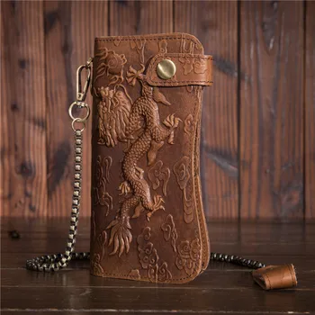 

Antitheft iron chain oil, wax leather purse, antique wind pressure dragon pattern, cowboy wallet, fashionable new student B161