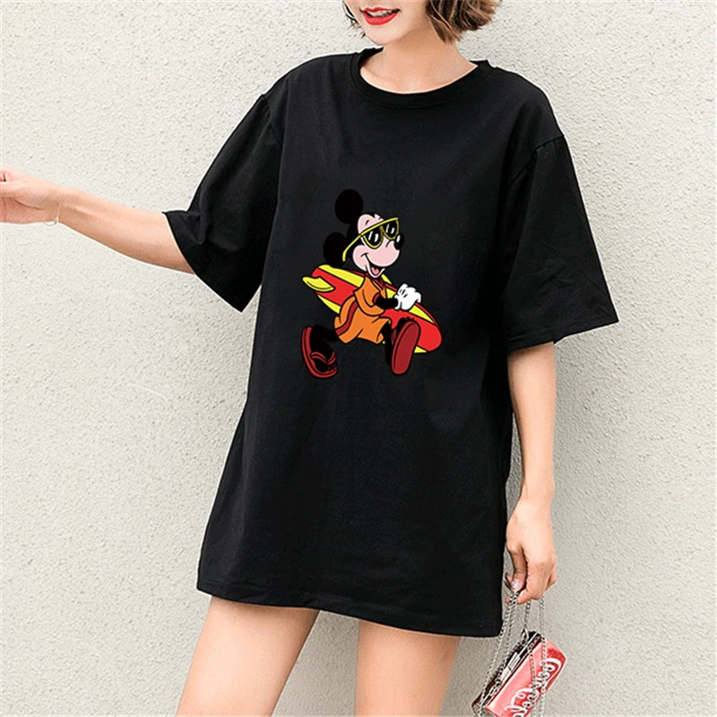 

2019 Summer Tshirt Mickey Mouse Cartoon Print Short Sleeve Harajuku Tops & Tees Casual Streetwear Cotton Plus Size T Shirt Women