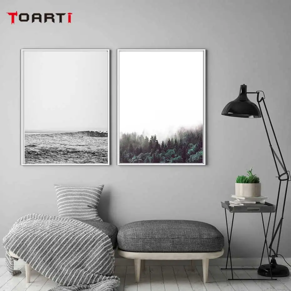 Nordic Natural  Landscape Prints Posters Forest Ocean Sea Canvas Painting  Minimalist Music Note Wall Art Pictures Home Decor (4)