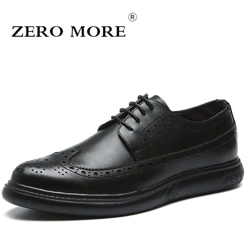 

ZERO MORE Mens Casual Shoes Hot Sale Fashion Footwear Black Shoes Men 2019 Lace Up Brogue Male Shoes Casual Breathable Platform