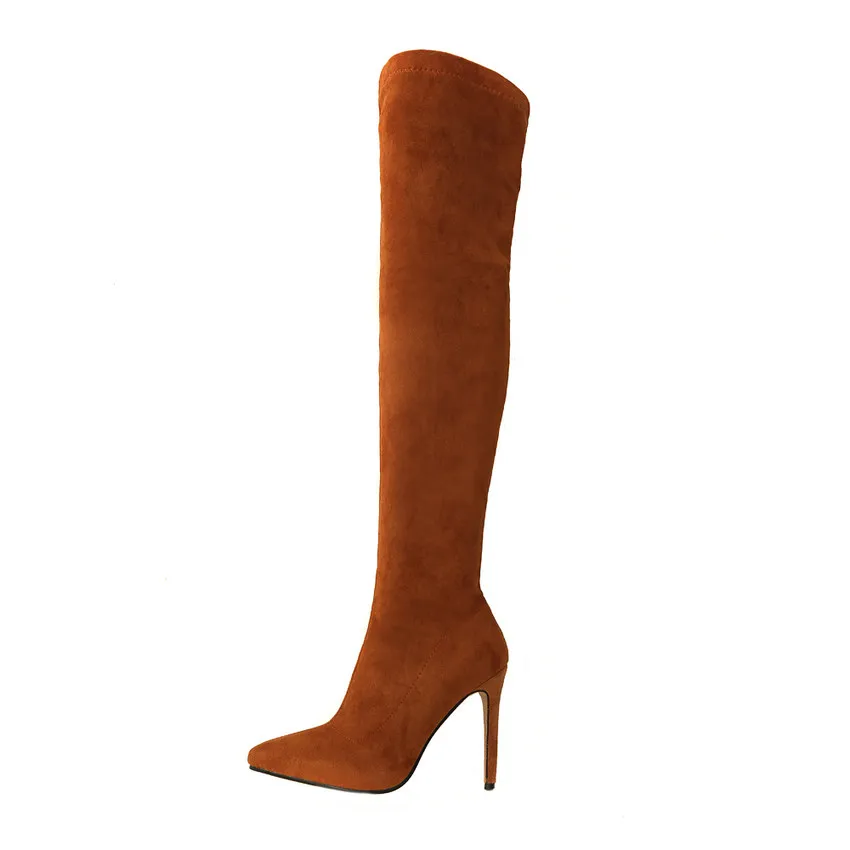 Grande Bottes Femmes À Noir Tous 34 marron 43 Taille 2019 Match Sexy Genou Le D'hiver Qutaa Hauts Les rouge Sur Haut Chaussures Mince Talons 8qCTwWY5