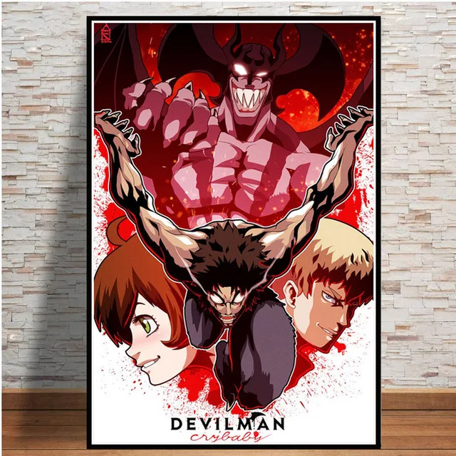 Картина на холсте для украшения дома, настенная живопись devilman crybaby, японское аниме, скандинавские картины, модульный плакат, прикроватный фон - Цвет: BO xianru510-02