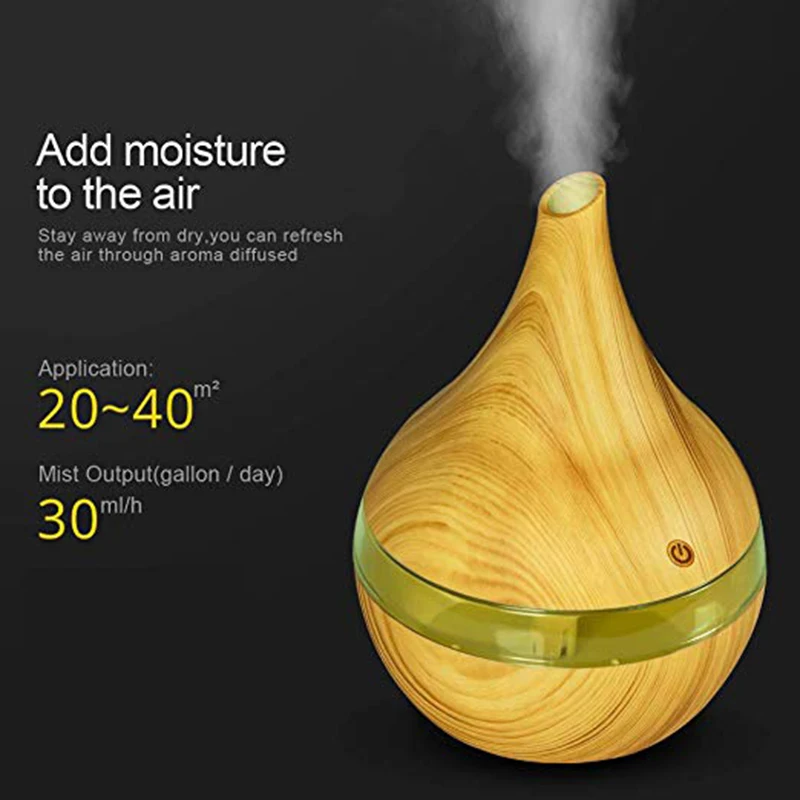  DEKAXI 300ml USB wood Ultrasonic air humidifier Electric Aroma air diffuser Essential oil Aromather
