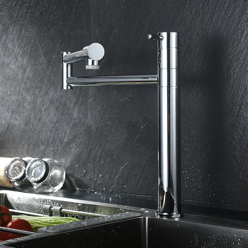 Modern Chrome hot and cold water basin Tap kitchen Foldable adjustable sink faucet